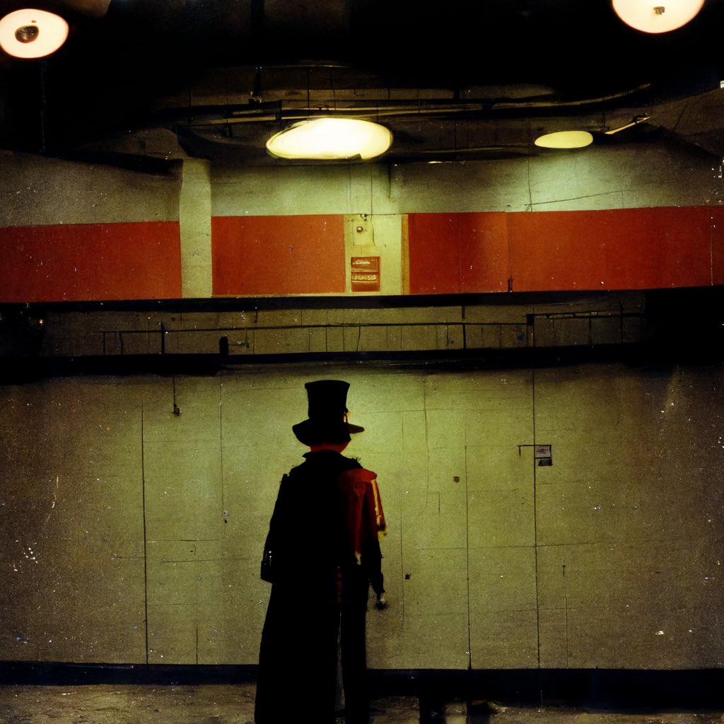 manoghosts's tweet photo. ‘The Ring Master of Piccadilly Circus’ originally part of a campaign by London Underground in 1819. The grinning mascot guiding visitors to their platforms. 
Deep in the lower levels they say he’s still there, a tattered coat and rotten face,leading lost visitors into the shadows https://t.co/Bb7vyHT17E
