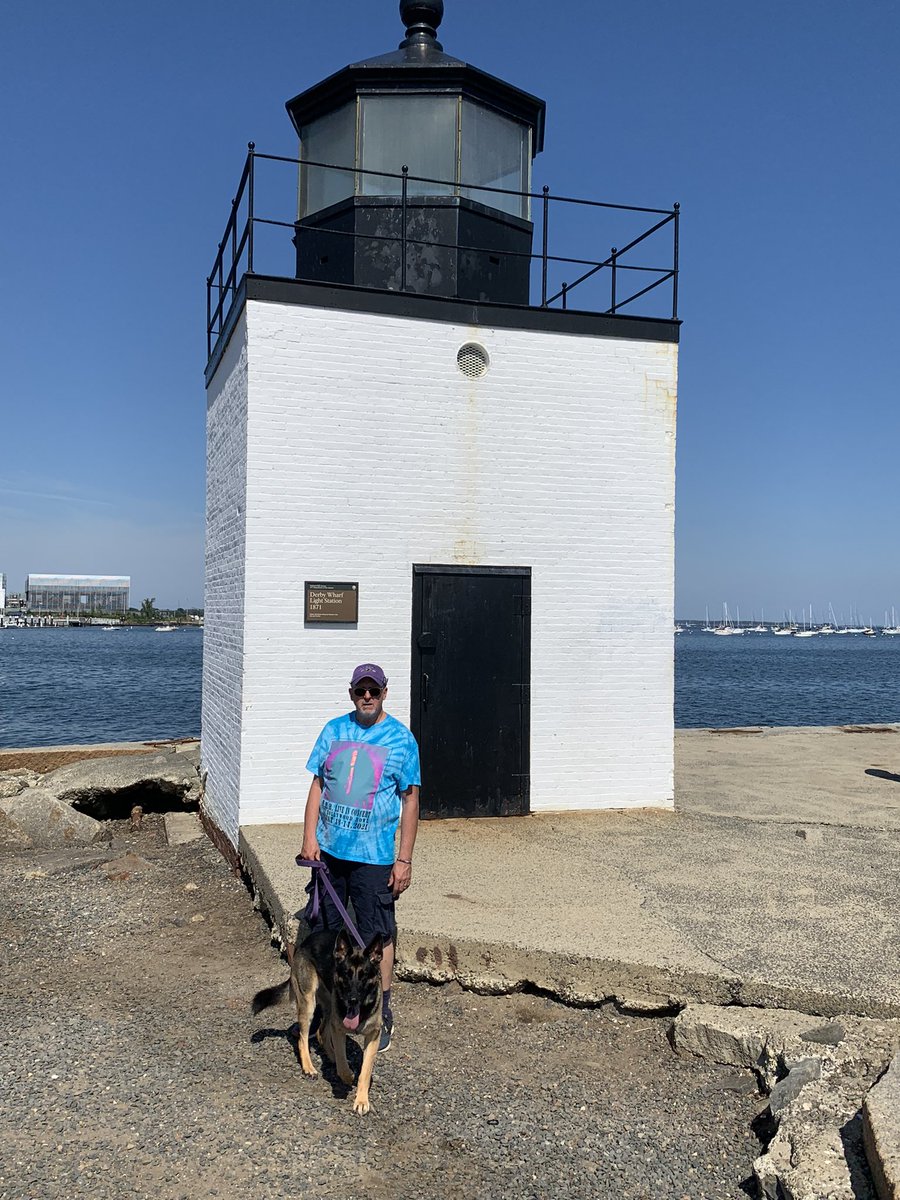In Salem we stopped at the Derby Wharf Light Station.  #GermanShepherd #gsd #SalemMA #Lighthouse #DerbyWharf.