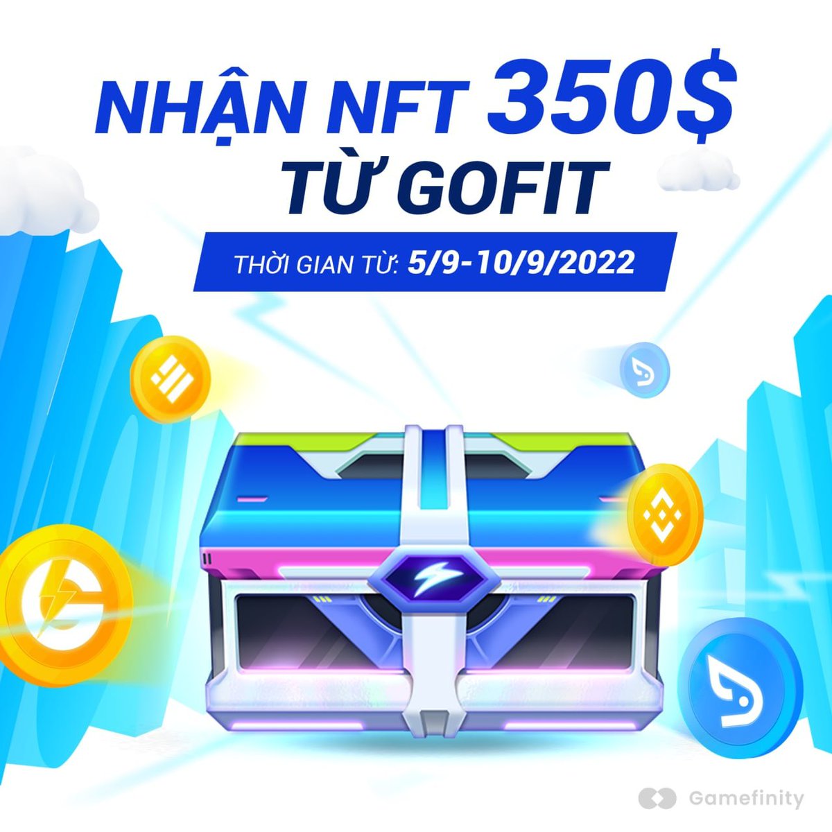 Gamefinity_CM's tweet photo. Event nhận 1 NFT 350$ từ @GOFIT_OFFICIAL #MoveToEarn 

Thời gian diễn ra: 5/9 đến 10/9/2022
✨ Bước 1: Retweet
✨ Bước 2: Tải app xuống⬇️
✨ Bước 3: Cmt 3 chữ số mà bạn yêu thích

Cmt nào gần 3 số cuối giải đặc biệt XS TPHCM ngày 10.9 sẽ nhận được #NFT https://t.co/KVxo5Je4Gu