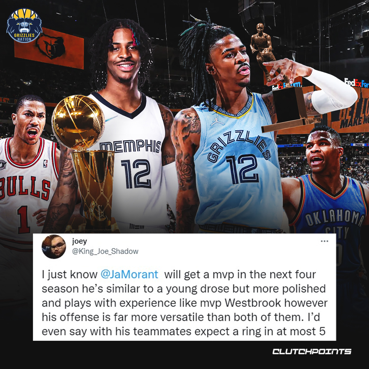 Grizzlies' Derrick Rose Reveals He Told Ja Morant 'I'm Not Here to