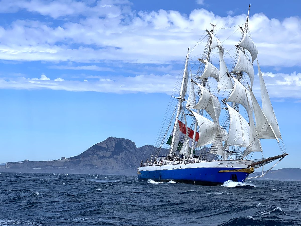 IN_HQSNC's tweet photo. As part of #Lokayan22, INS #Tarangini entered Gibraltar 04 Sep 22. Welcomed by #BritishForcesGibraltar &amp; Indian NA,HCI London.02 cadets from Britannia Royal Naval College on passage from London to Gibraltar exposed to nuances of life onboard Tallship. #Bridgesoffriendship https://t.co/q5owFV8T6U