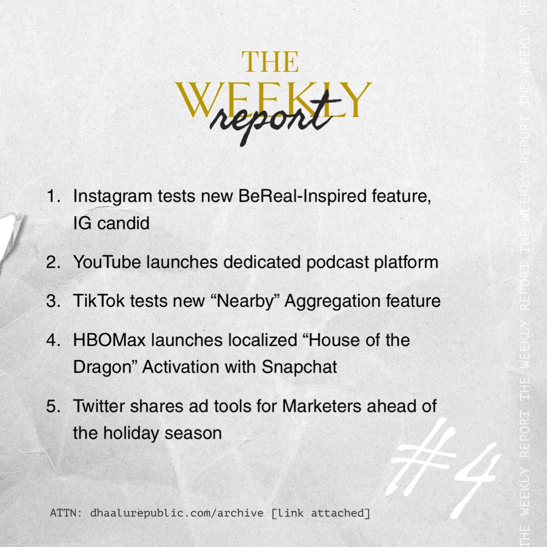 creatifcrew's tweet photo. 📰 Report is in!

Read it here:
https://t.co/AjXX1mSRTh

 #Marketing #design #uiux #podcast #youtube #ar #Snapchat #bereal #tiktok #twitter #hbomax #houseofthedragon #digitalmarketing #socialmedia #Maldives #news #updates #inspiration #marketers #drepublic #dcreatif https://t.co/XuhbFDMmpb