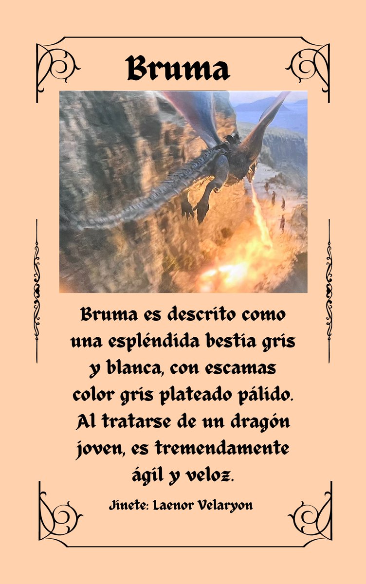 nocteilunis's tweet photo. Breve descripción del dragón que aparece en el tercer episodio: Bruma 🔥 #LaCasaDelDragón #HouseoftheDragon #Seasmoke #Bruma #LaenorVelaryon #WarfortheStepstones #fireandblood https://t.co/nK67IxKlkN