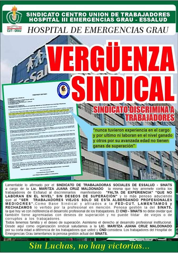 CUTGRAU's tweet photo. RECHAZAMOS LA DISCRIMINACIÓN A LOS TRABAJADORES. https://t.co/9fzdS2EQhx