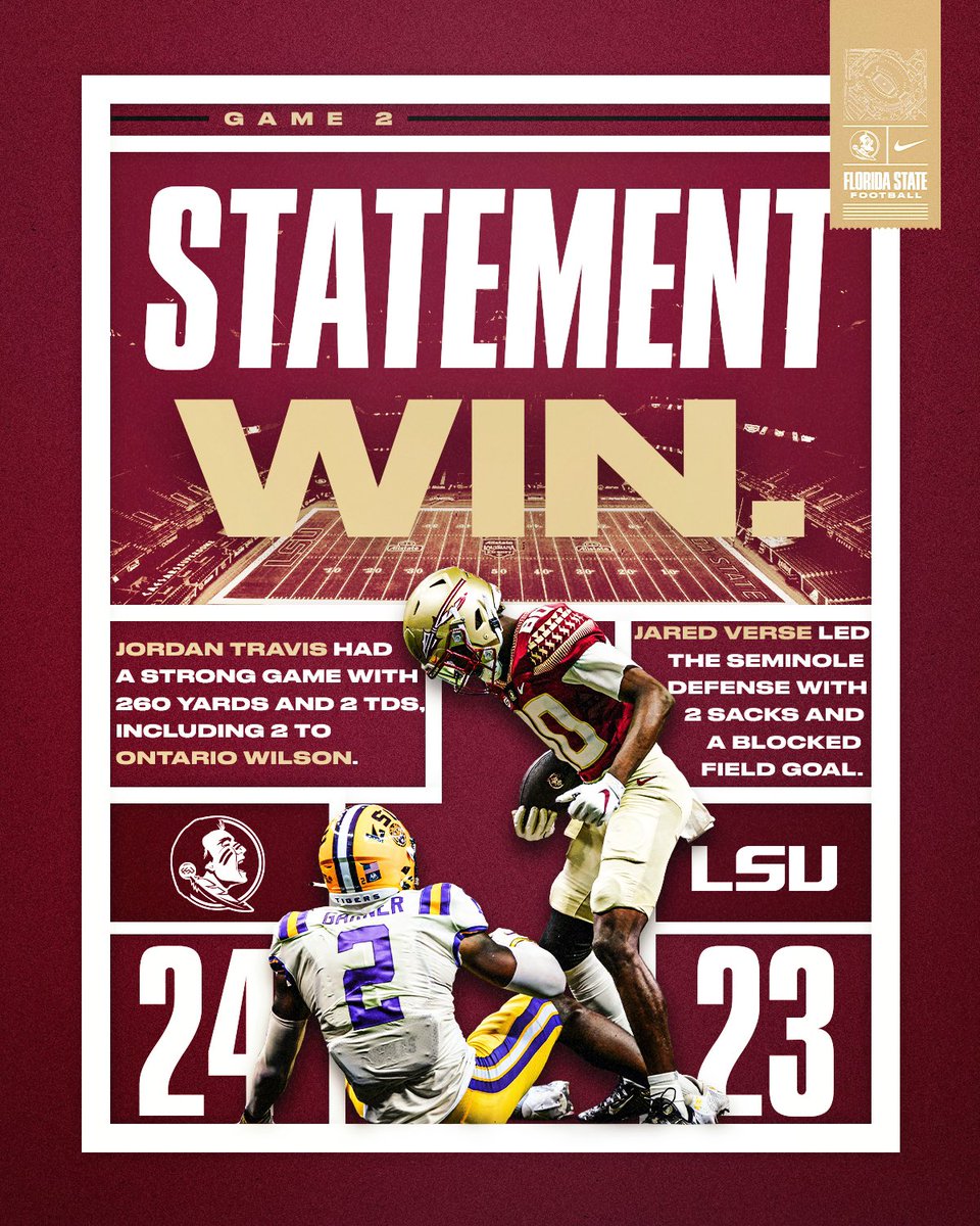 𝐒𝐓𝐀𝐓𝐄𝐌𝐄𝐍𝐓 𝐖𝐈𝐍.

#OneTribe | #GoNoles