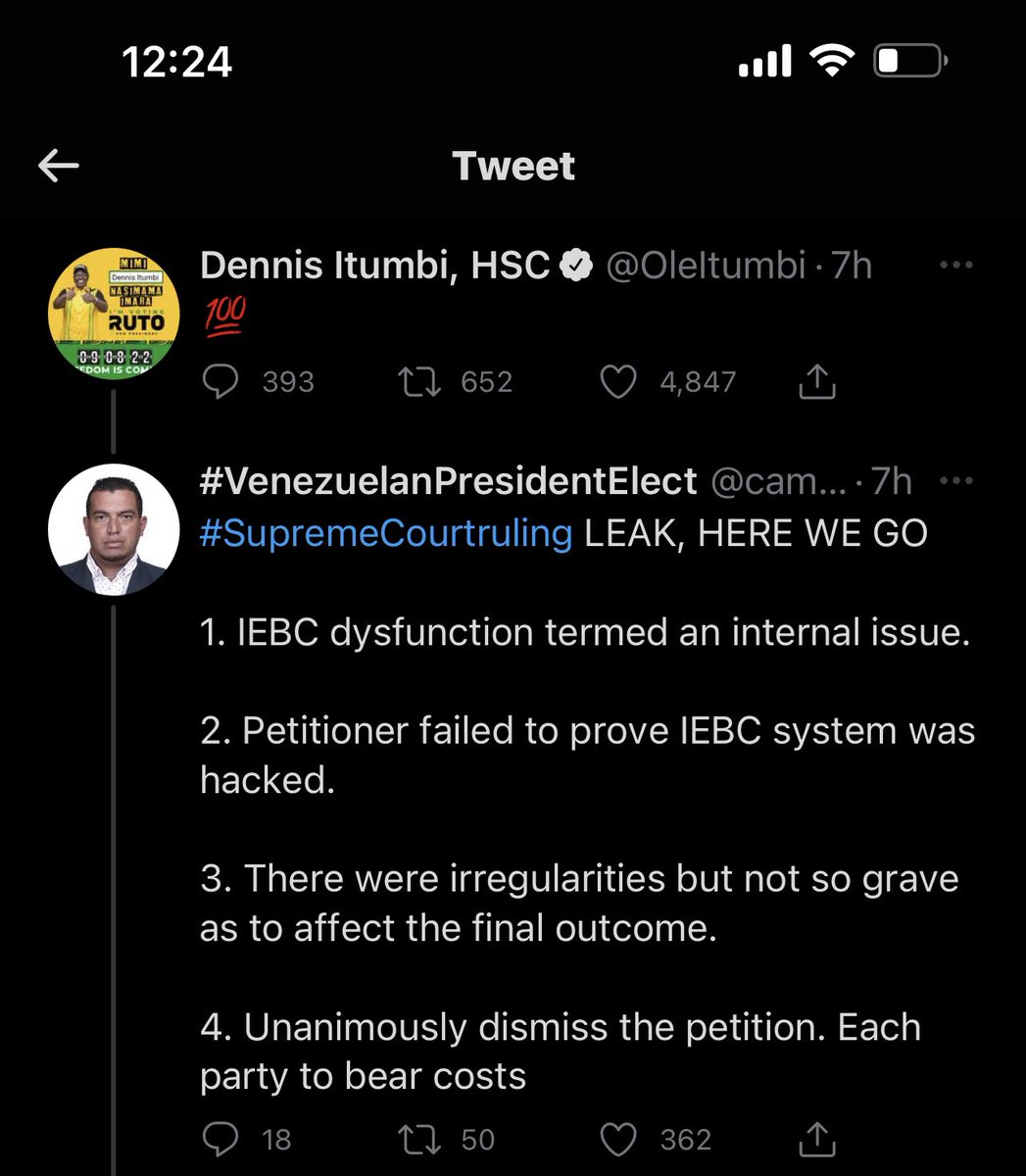 itschogo's tweet photo. @ahmednasirlaw As per @OleItumbi and @camargo_josef who claims to know a clerk from SCOK https://t.co/2NKApPW9RX