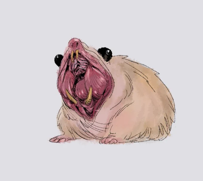 hamster bocejando treino de pintura 