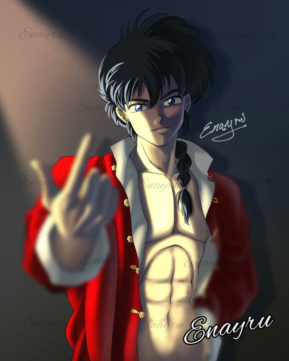 Enayru's tweet image. Quería experimentar luces dramaticas y Ranma se ofreció de modelo 💖
#dramaticportrait #animeart #ranmasaotome #ranma