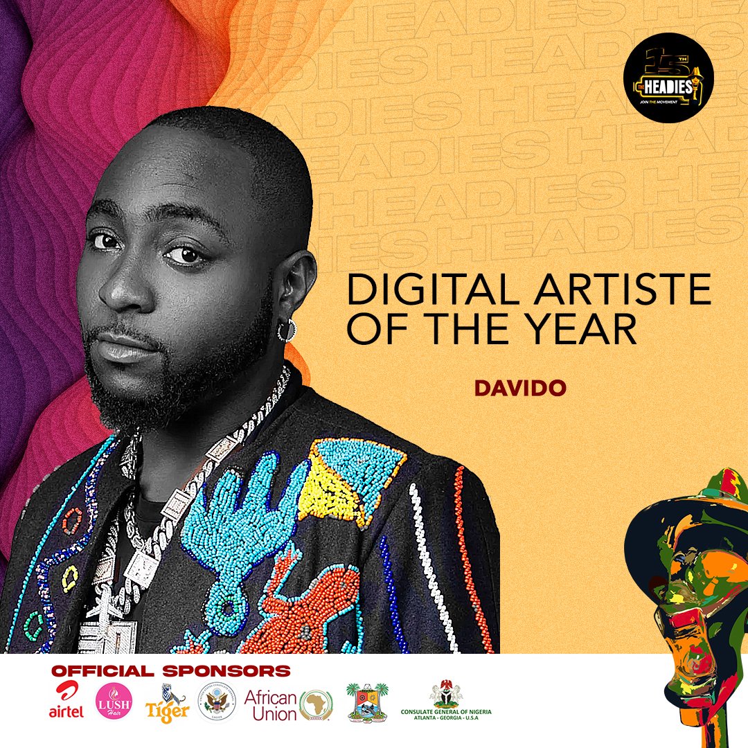 #The15thHeadies 'Digital Artiste Of The Year' Award - @davido #ShowYourAfrica