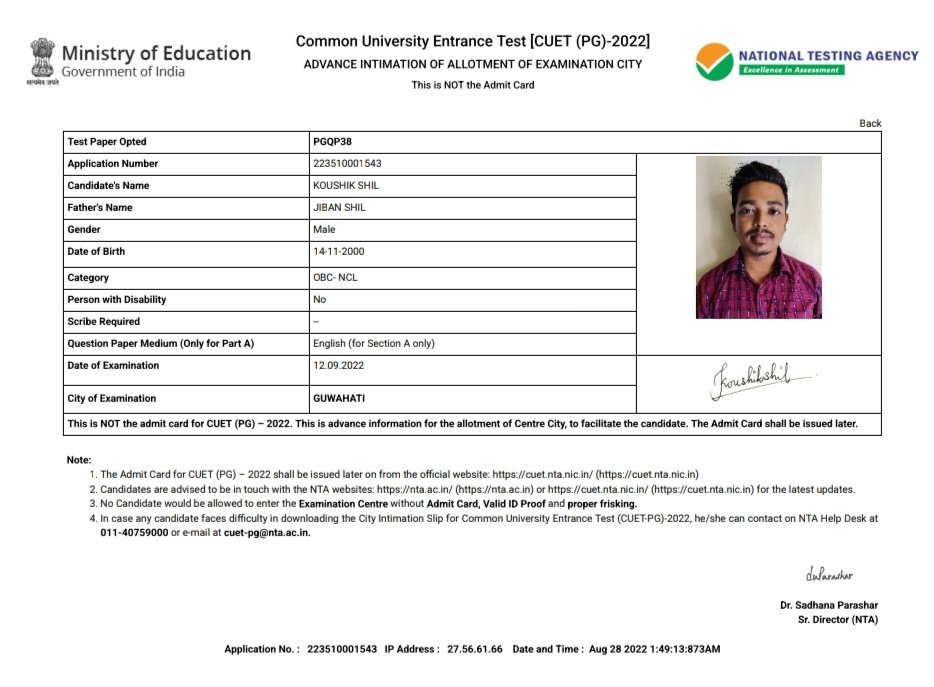 koushikshil18's tweet photo. @DG_NTA @ugc_india
Sir, as this notice said that the examination of 3 papers will conduct in two days PGQP38, PGQP20,PGQP01
these 3 papers will conduct in 05,07,12 September 2022
But in my advance exam slip it is showing that I'll have my these three papers in same day 🥺🥺🥺🥺 https://t.co/qsaKBF1Pso