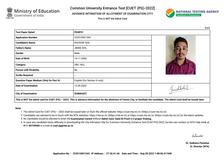 koushikshil18's tweet photo. @DG_NTA @ugc_india
Sir, as this notice said that the examination of 3 papers will conduct in two days PGQP38, PGQP20,PGQP01
these 3 papers will conduct in 05,07,12 September 2022
But in my advance exam slip it is showing that I'll have my these three papers in same day 🥺🥺🥺🥺 https://t.co/qsaKBF1Pso