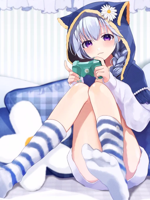 スケブ納品しました!おうちゲームデートモコモコ部屋着を着て貰いました!#Skeb#Commission 