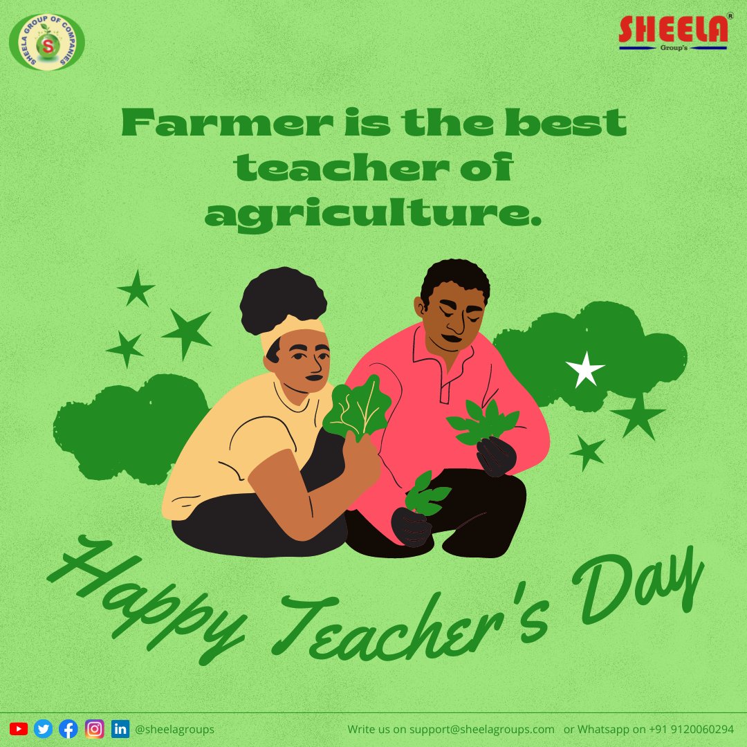 Sheelagroups's tweet photo. Farmer is the best teacher of agriculture.
Happy Teacher's Day.

https://t.co/hxwiVRYRZQ
#teachers #teachersday #sheelagroups #sheelaseeds #sheelaagritech https://t.co/Ik8T1AWchj