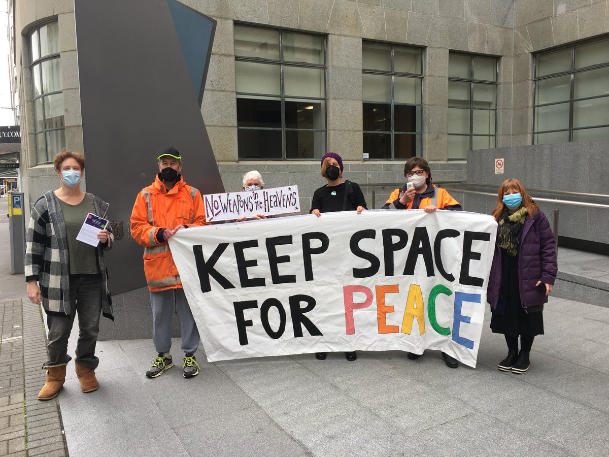 Rocket Lab Monitor (@rocketlabm) on Twitter photo Photos From today's "Keep Space For Peace" picket in Wellington of <a href="/MBIEgovtnz/">MBIE</a> (who keep recommending <a href="/Stuart_NashMP/">Stuart Nash</a> signs off military payloads for <a href="/RocketLab/">Rocket Lab</a>) during the #NZAS22 conference in #Christchurch sponsored by military contractors fueling the arms race in space. Photos From today's "Keep Space For Peace" picket in Wellington of <a href="/MBIEgovtnz/">MBIE</a> (who keep recommending <a href="/Stuart_NashMP/">Stuart Nash</a> signs off military payloads for <a href="/RocketLab/">Rocket Lab</a>) during the #NZAS22 conference in #Christchurch sponsored by military contractors fueling the arms race in space.