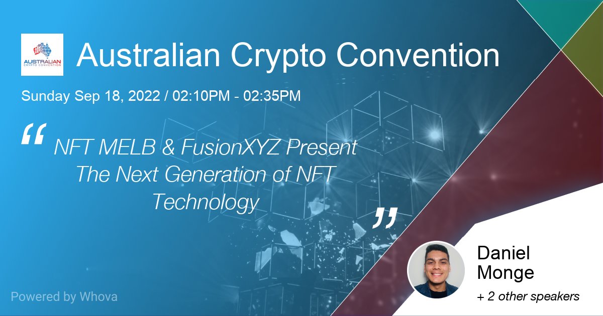 danielmongexyz's tweet photo. I'll be speaking at @AusCryptoCon

🤝Talking alongside friends @jamesrowdyeth &amp; @RafailRa 

@nftmelb @FusionXnft 
#nftaus #web3aus https://t.co/1L3VpWoqTC