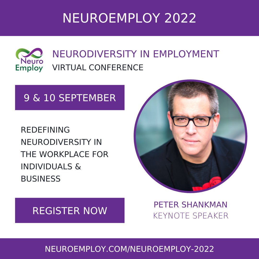 *** THIS WEEK!! ***

NeuroEmploy 2022: Neurodiversity in Employment Virtual 2 Day Conference

Tickets from $35.00

Day 1 – Business &amp; Entrepreneurship
Day 2 – Individuals &amp; Employees

#NeuroEmploy2022 <a href="/XceptionalTech/">Xceptional</a> @SpecInAus <a href="/petershankman/">Peter Shankman</a>   neuroemploy.com/product/neuroe…