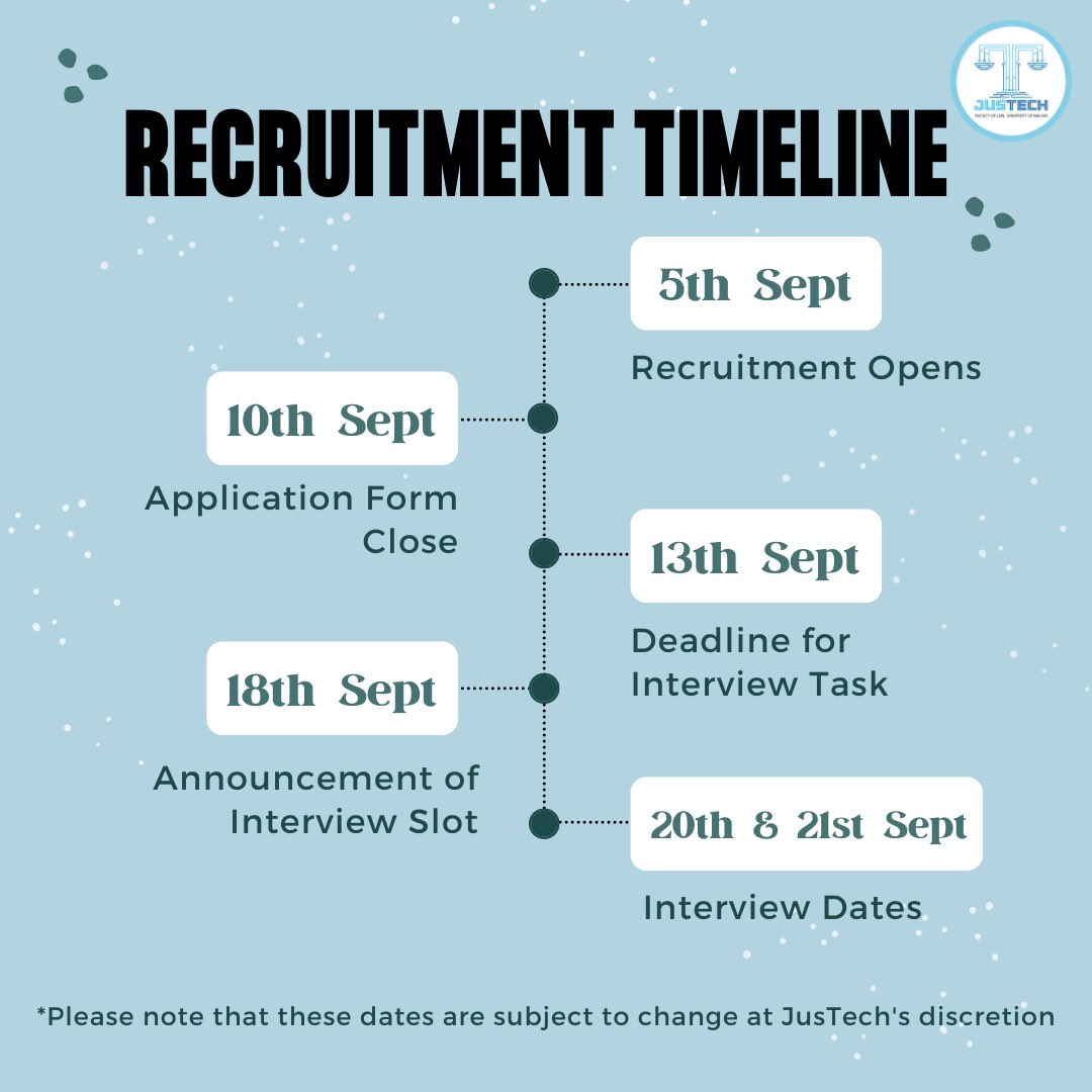 umjustech's tweet photo. Passionate about the legalities of technology?  Join the UM JusTech Executive Board 22/23! 

To be considered, fill out the application form linked below and submit the interview task to our email by the 13th of September 11.59pm. https://t.co/emYLEU5Iuo