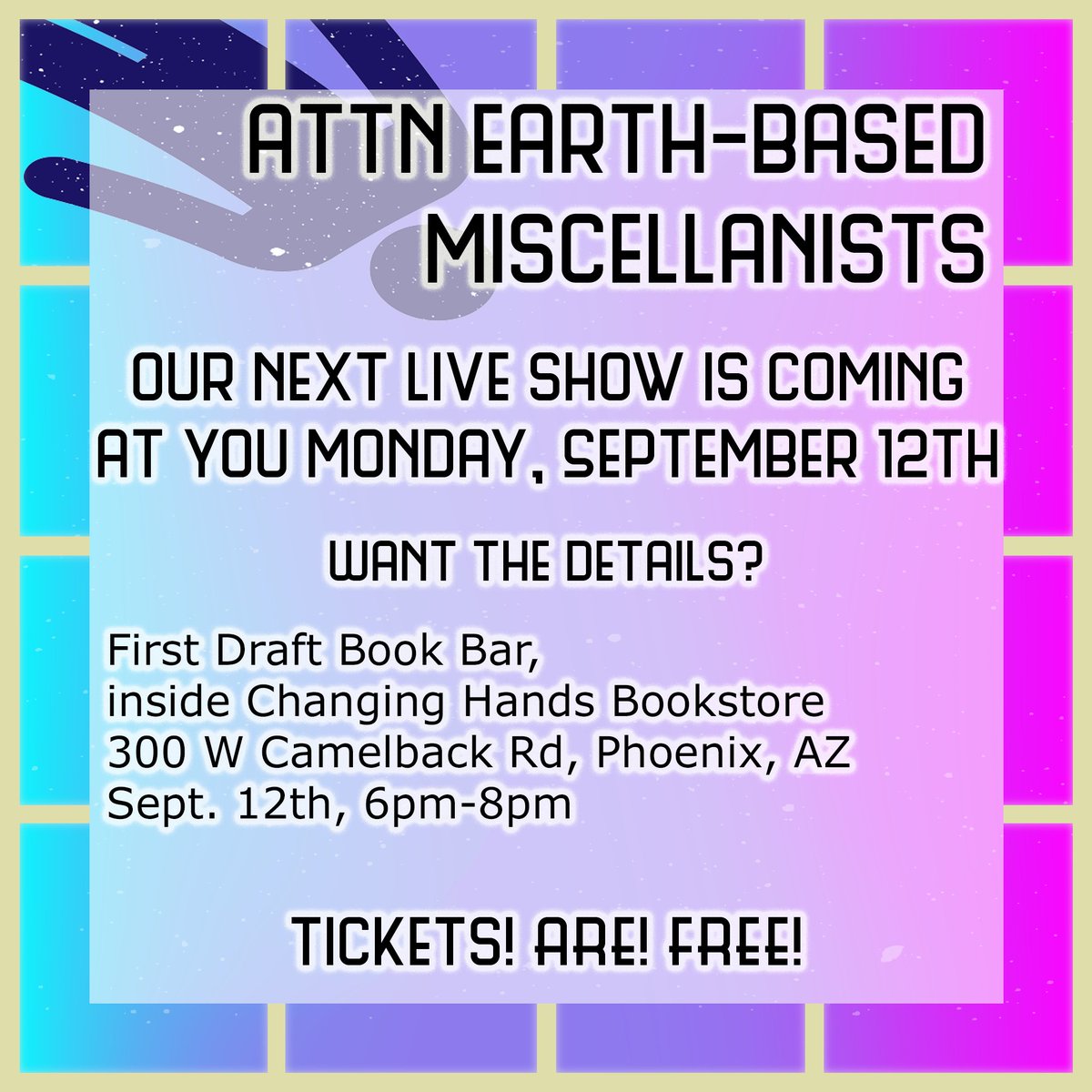 Hey y'all! New live show droppin' September 12th. Be there or be septagenerianonical!