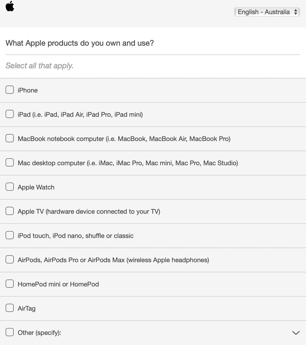 bgunsberger's tweet photo. @atpfm looks like Apple's customer survey team realises that the Apple TV naming is confusing: https://t.co/3iuqBmW0HC