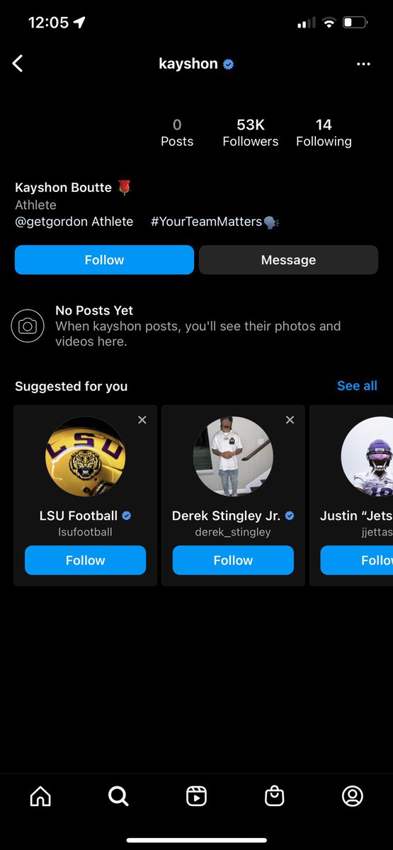 SECTalk1's tweet photo. After tonight’s loss, Kayshon Boutte has erased his Instagram of ALL things #LSU related….🤔

Does this mean anything? #LSUvsFSU https://t.co/RN2j3n4FKe