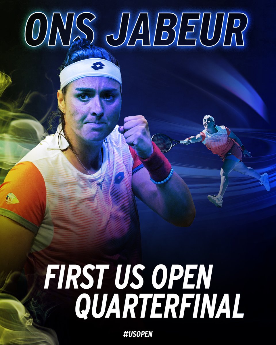 usopen's tweet image. Welcome to the quarters, @Ons_Jabeur 👋