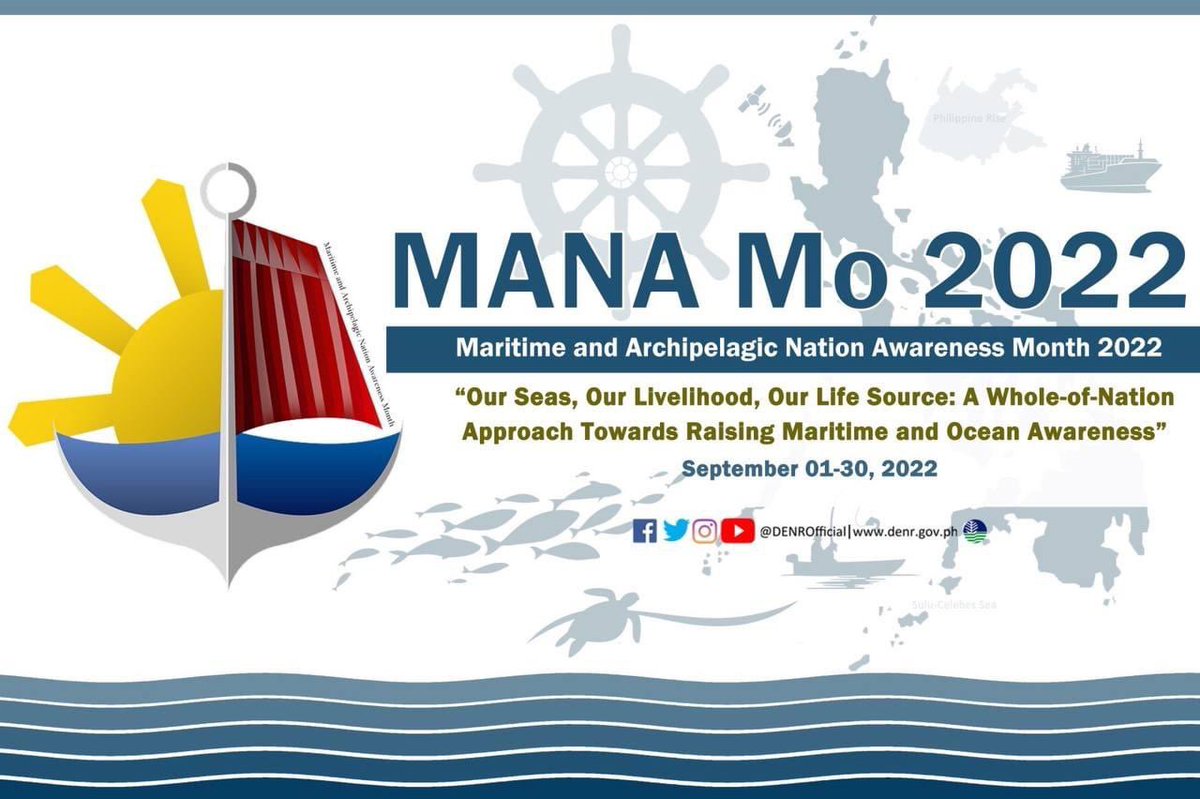 DENROfficial's tweet photo. It’s Maritime and Archipelagic Nation Awareness Month!
Pres’l Proc. No. 316 declares the month of September of every year as the Maritime and Archipelagic Nation Awareness Month (#MANAMo).
It aims to help raise public awareness on maritime & archipelagic advocacies. #MANAMo2022 https://t.co/osJmw6vLOu
