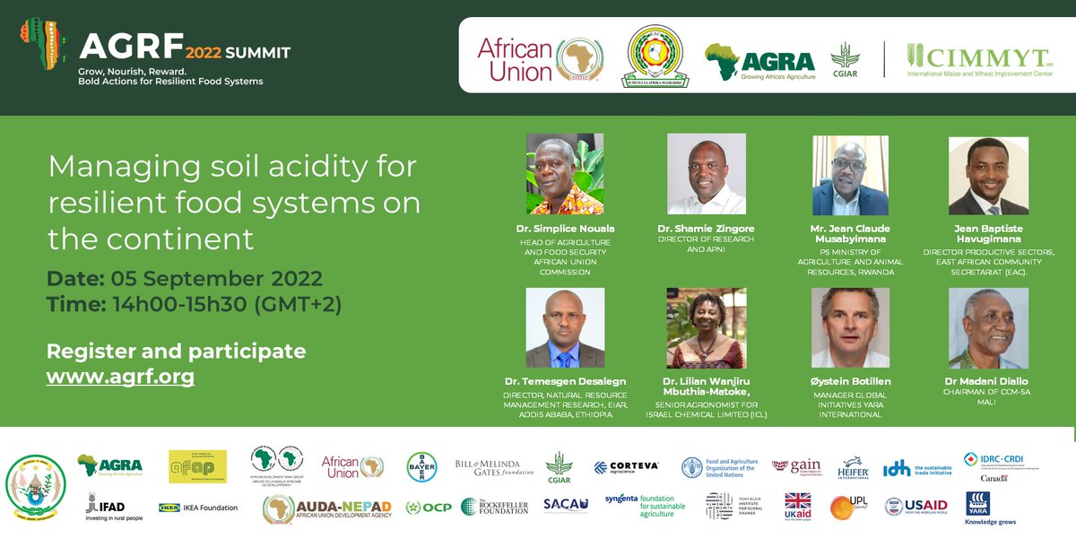 FBaudron's tweet photo. If you are at #AGRF2022, join the session on #AcidSoils management, where @CIMMYT & partners will be presenting lessons from the project "Guiding Investments in Acid Soils Management in #Africa".
If you are not, you can follow the discussion virtually: https://t.co/LnZQUYdXgw https://t.co/0YiRIAZgSc
