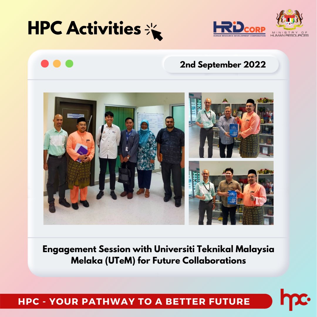 On 28th August, we had another career talk, in collaboration with @AIESECMalaysia. 

And finally, we kicked off September with an engagement session with UTeM.

Check out hpc.hrdcorp.gov.my and follow us to keep updated! 😉