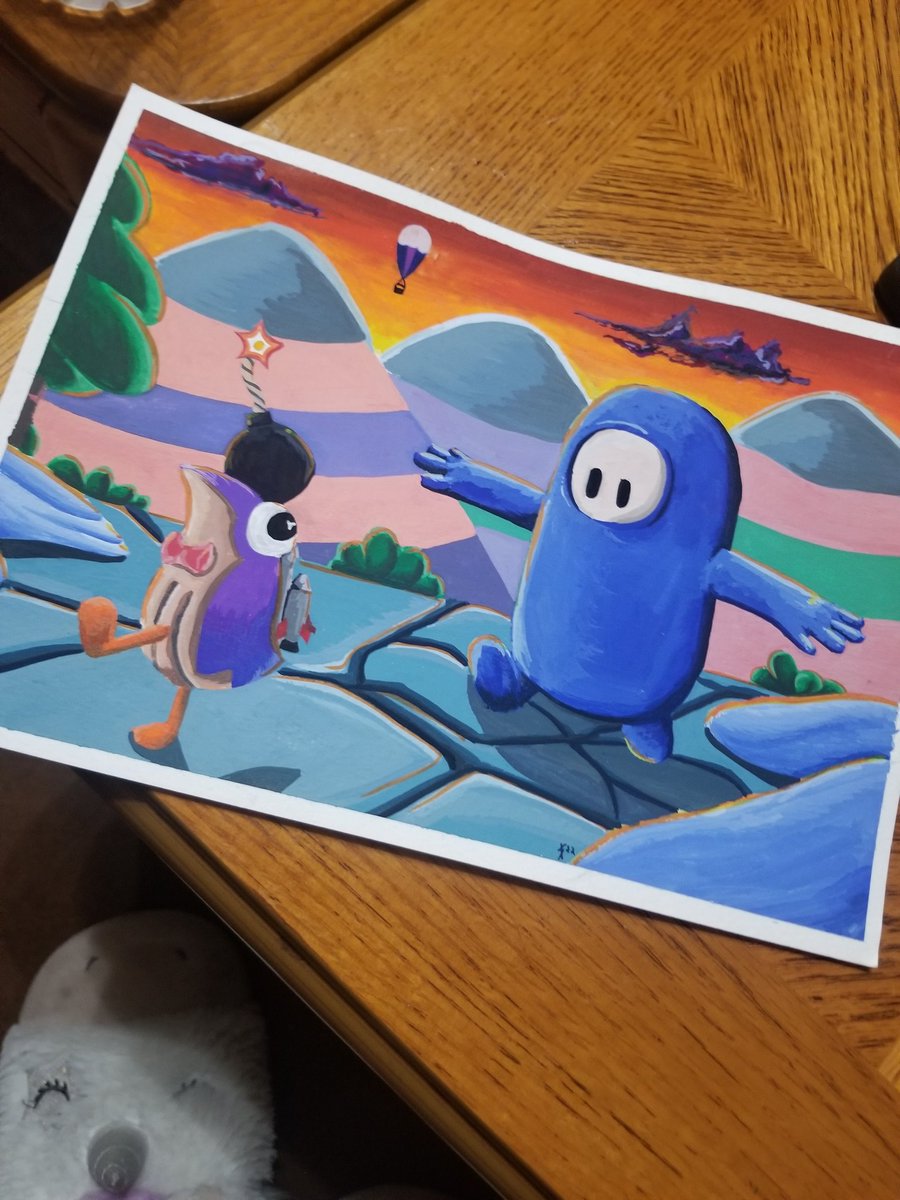 SgtNipps's tweet photo. #Pegwin needs a jetpack and maybe a bomb or two. 

#fallguys #fallguysart #gouache https://t.co/qtlBwL1dEO
