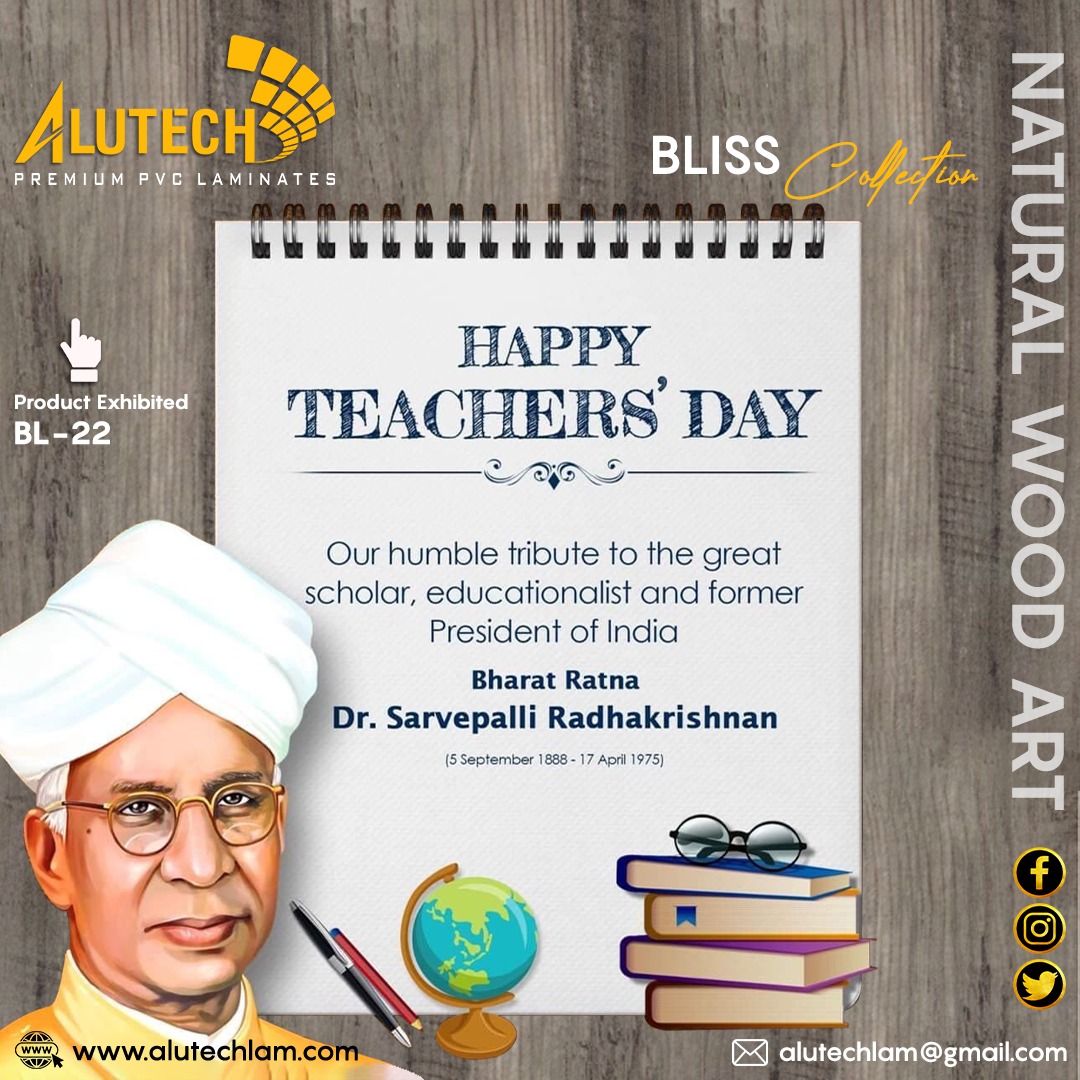 HAPPY TEACHERS' DAY
"Our humble tribute to the great scholar, educationalist and former President of India"
Bharat #Ratna
Dr. Sarvepalli Radhakrishnan
*
**
***

#alutech #teachersday #happyteachersday #teachersdaycelebrations #guru #radhakrishnan #teacher #nationalteachersday