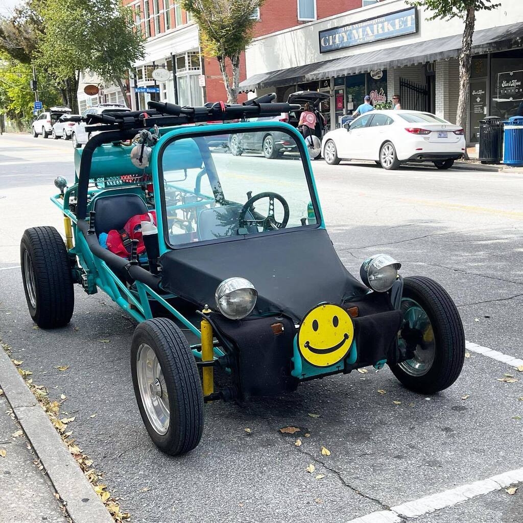 A car parked on a street.