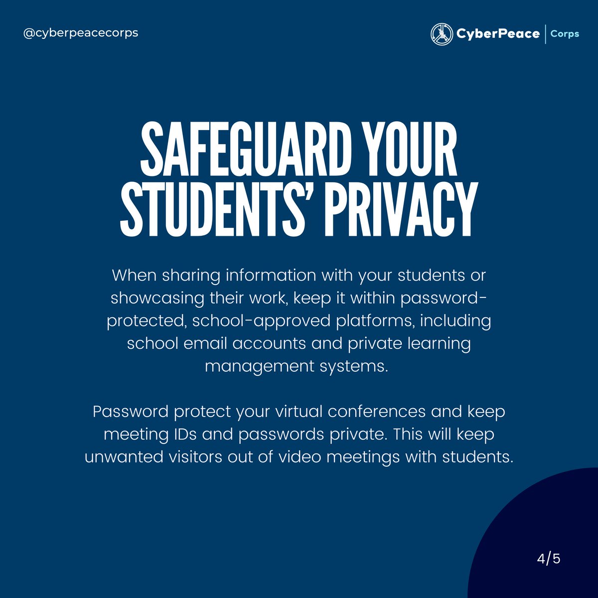 cyberpeacecorps's tweet photo. #Teachers can now use an array of #digital tools to help make their job easier, increase opportunities for #learning and improve #student engagement. Follow these #CyberSecurity tips to #BeCyberSure.
#CyberPeace☮️ #TeachersDay #TeachersDay2022 https://t.co/SqU2bZKNy4