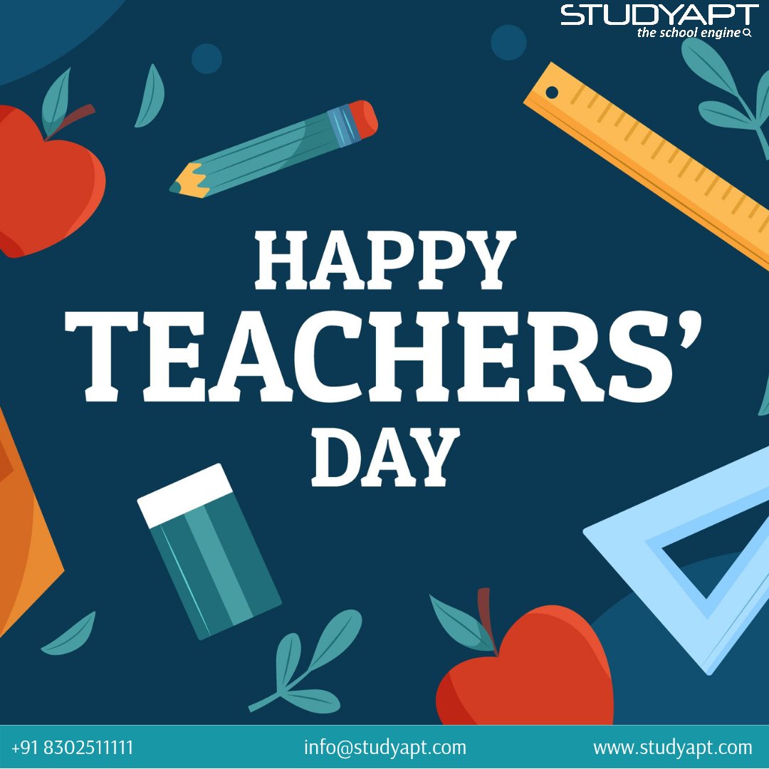 studyapt's tweet photo. Happy Teachers' day to all those teachers that gave it all for their students.
#StudyApt #School #searchengine #Edtech #Education #highschool #indianeducation #DigitalIndia #teacher #teachersday https://t.co/NLsGipFuVH
