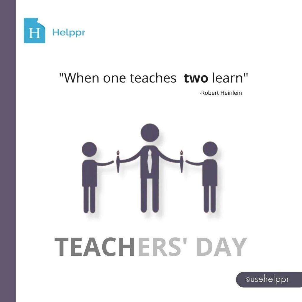 usehelppr's tweet photo. "When one teaches two learn''
- Robert Heinlein

Happy Teachers' day
.
.
.
.
.
#teachersday #upscaspirants #upscmotivation https://t.co/gX6OE6Lpfn