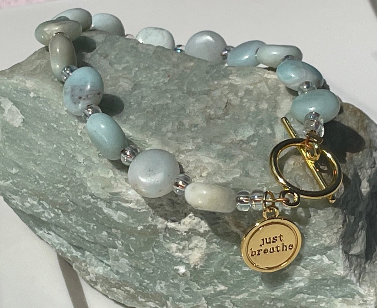 PeacefulMeKT's tweet photo. Excited to share this item from my #etsy shop: Just Breathe Beaded Bracelet, Aqua Colored Smooth Beaded Bracelet, Gold Colored Toggle Clasp, Yoga Bracelet https://t.co/GL1p3YMdhw https://t.co/dJBCnNokVB
