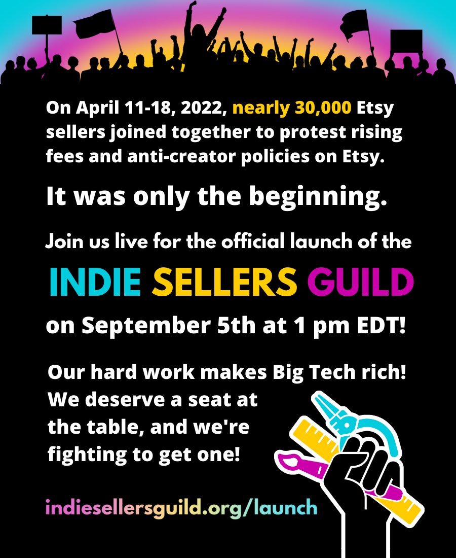 LtbrngrDesigns's tweet photo. Join me 1PM EDT to watch the live stream #GrandOpening of the Indie Sellers Guild!
Everyone who supported #EtsyStrike or wants to next time should register now at https://t.co/itc5cWn7yc - seller or ally!
#ISGlaunch #CreatorsRising https://t.co/IdNji2Mo0d