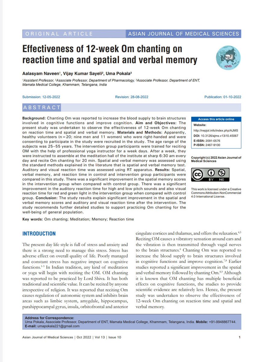 arun732003's tweet photo. Highlights of article in our next issue #asianjournalofmedicalsciences #mendeley #plumxmetrics #DOAJ #EBSCO #CABI #globalhealth #research #academic #openaccess #doubleblindpeerreview #seroprevalence #effectiveness #12week #Omchanting #reactiontime #spatial #verbal #memory https://t.co/ymrcywaKcT