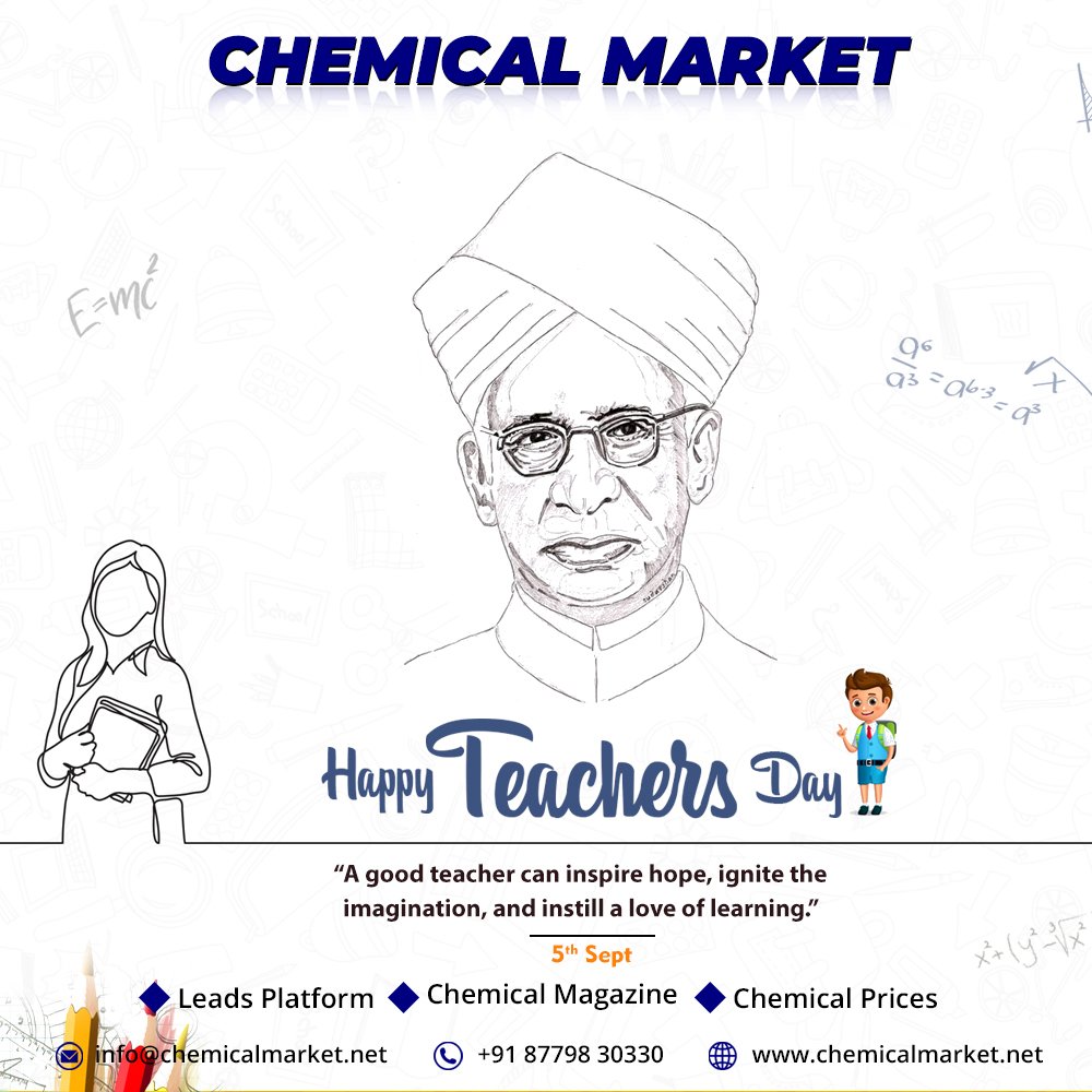 chemicalmarket's tweet image. “A good teacher can inspire hope, ignite the
imagination, and instill a love of learning.”
Happy Teachers Day

.
#Happyteachersday #teachersday2022 #LeadsPlatform #ChemicalMagazine #ChemicalPrices #ChemicalMarketplace #chemicalmarket #ChemicalIndustry #marketresearch