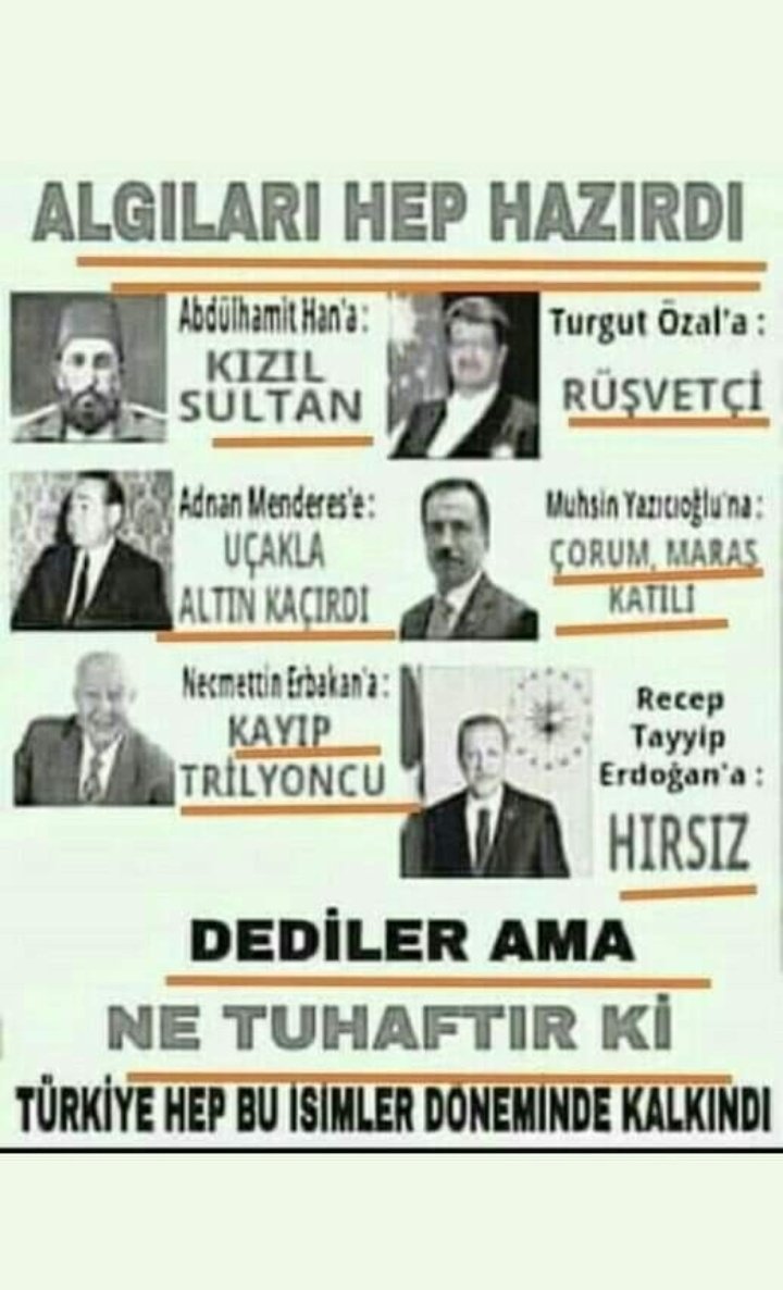 Ne zaman bu ülke kalkınma hareketi yapsa darbeyle durdurdunuz. Ve halen yıllardır sağ görüşlü partiler var iktidarda diyerek çocuk kandırdıığınızı düşünüyorsunuz. Biz büyüdük artık, gözlerimiz açıldı 

#DeleAlli #YolArkadası #DevletBahceli