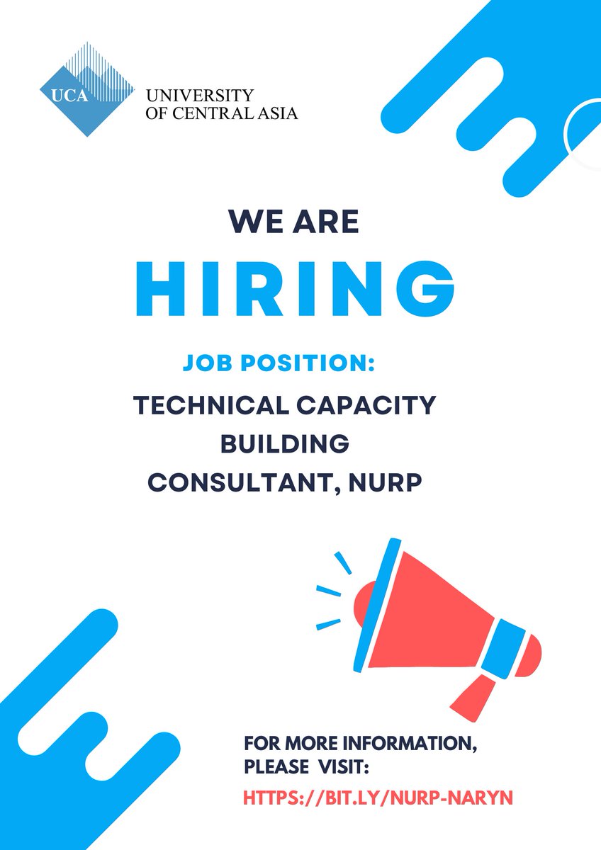 📣 The University of Central Asia is seeking to hire a consultant to conduct stakeholder analysis and training needs assessment in Naryn, Kyrgyzstan for its Naryn Urban Resilience Programme (NURP). 

🛈 For more information, please visit: bit.ly/NURP-Naryn