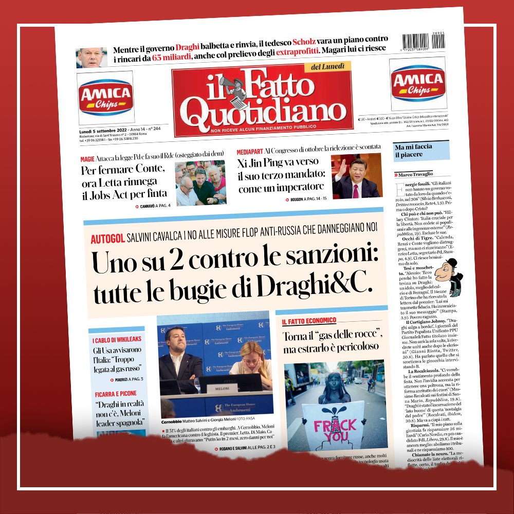 marcotravaglio's tweet photo. La prima pagina di oggi.
Leggi Il Fatto Quotidiano  

👉 https://t.co/DkQNHWjobv
#edicola #ilfattoquotidiano #draghi https://t.co/uHEXI6yeOa