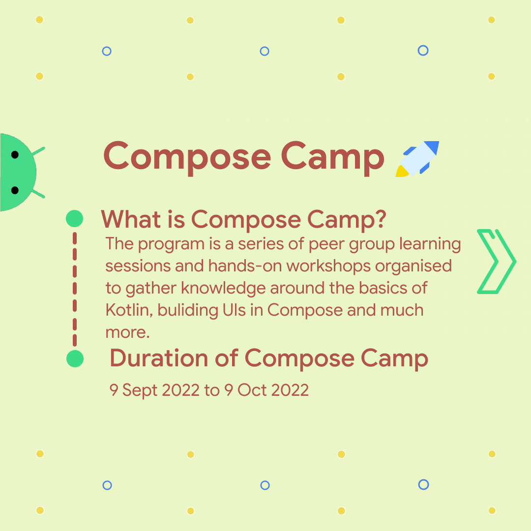 dsc_ait's tweet photo. Google Developer Student Club AIT  is proudly presenting Compose Camp 2022-23.👋

#composecamp #android #google #kotlin #googledevelopers #ComposeCamp #composecamp2022 #googledeveloperstudentclubs #androiddeveloper #study #build #create #androiddeveloper #kotlindeveloper #code https://t.co/qQcGN332Bm