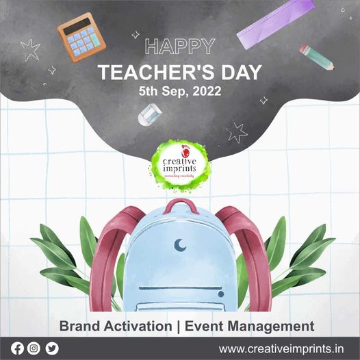 CreativeImprnts's tweet photo. Happy Teacher's Day !!!

.
Follow @CreativeImprnts 
https://t.co/99pecxJ4zv
#creativeimprints
.
@hansasinha @ParimalMadhup 

#teachersday #teacher #guru #teachers #teach #teacherday2022 #teacherday https://t.co/vtp3g4K9Fx