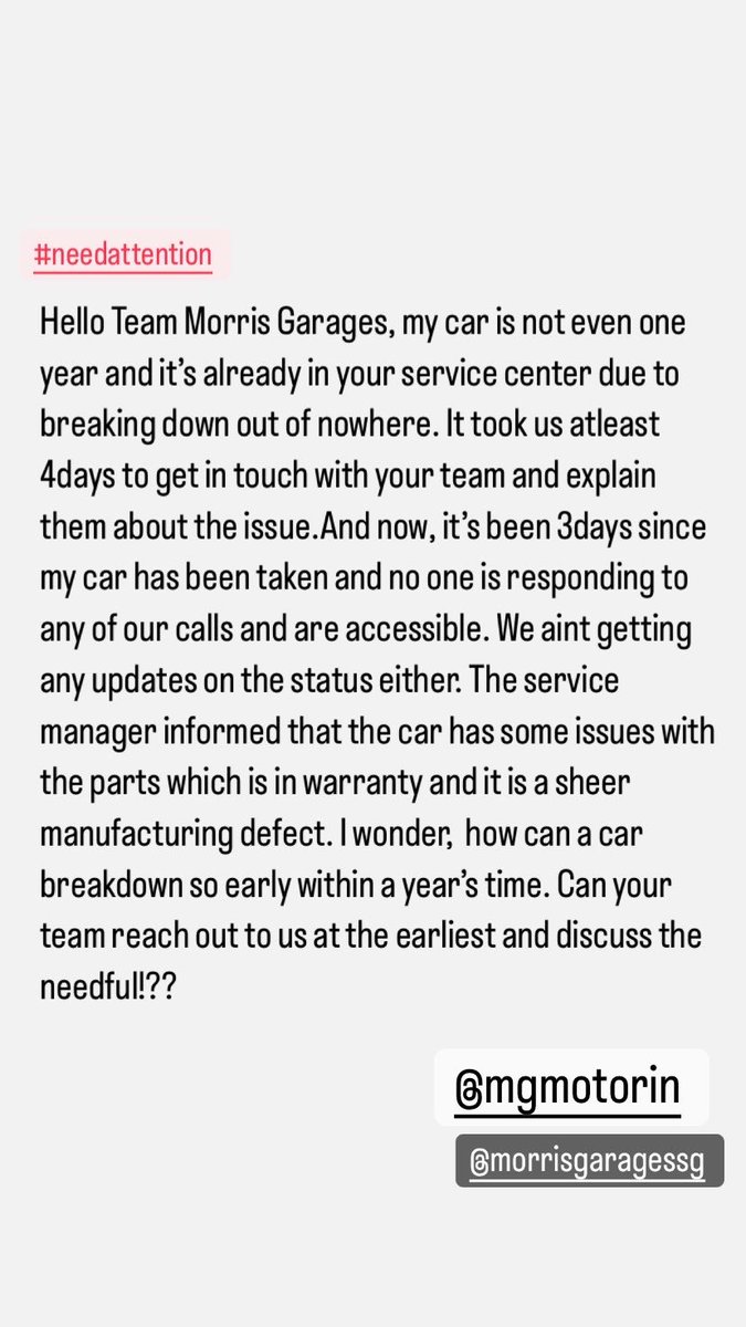 BuzzLipsa's tweet photo. @MGMotorIn This case needs your attention at the earliest! Very poor service and approach towards a customer satisfaction is Zero! https://t.co/hbwOVX1owo