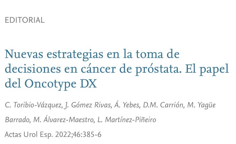 New strategies for decision making in #prostatecancer The role of oncotypedx elsevier.es/es-revista-act…