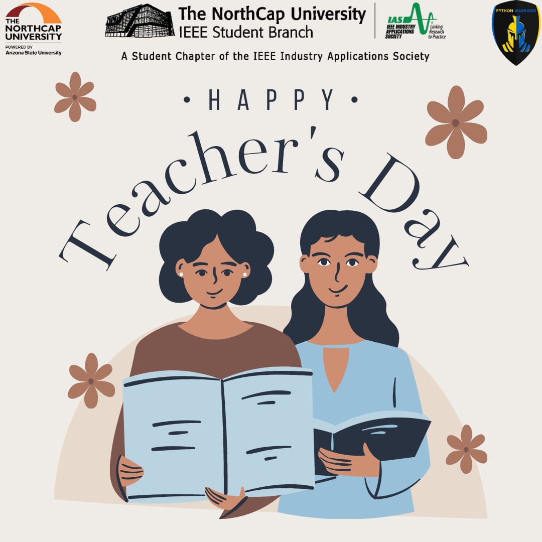 pythonwarriors_'s tweet image. for every_teacher in
The_Northcap_University:
print("Happy teacher's day", every_teacher).
#python #ieee #northcapuniversity #TeachersDay2022