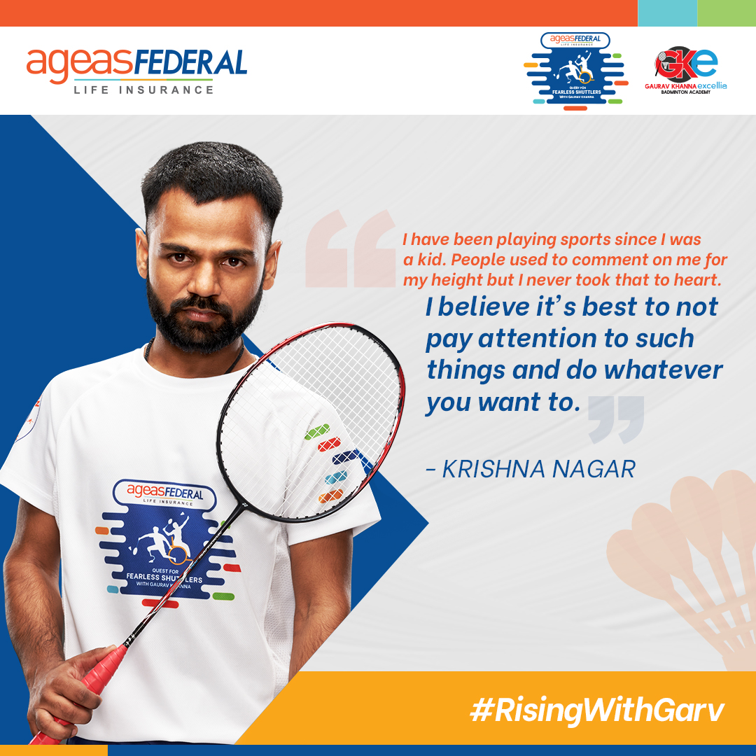 AgeasFederalQFS's tweet photo. Even his harshest naysayers, couldn't dampen Krishna Nagar's spirit and enthusiasm. He kept pushing himself to excel at the game and it was his can-do attitude that helped him become World Number 2 in para-badminton men's Singles SH6.
#RisingWithGarv #AgeasFederalLifeInsurance https://t.co/4iHrRGCmqN