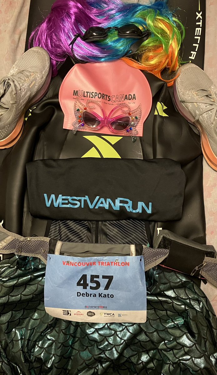 debrakato's tweet photo. Flat Debra is ready &amp; rarin’ to do the @multisportcda 20th Vancouver Triathlon in beautiful @stanleyparkvan! Hope my poor bike survives with only back brakes! Good luck to all my fellow racers!
#vancouvertriathlon #multisportcda #thesweatlife #stanleypark #secondbeach #triathlon https://t.co/eW7v7LF7qs