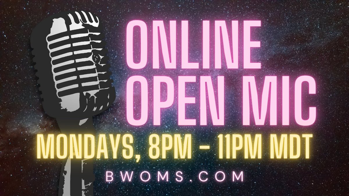 elpasobwoms's tweet photo. Join us for our Monday night #onlineopenmic for #poets and #songwriters 8pm - 11pm Mountain TIme. Hosted on Zoom and streamed LIVE on our Youtube channel. Sign up to perform here: https://t.co/zv6ure9txG
#virtualopenmic #callforperformers #poetryreading https://t.co/Q70JZNhT6s