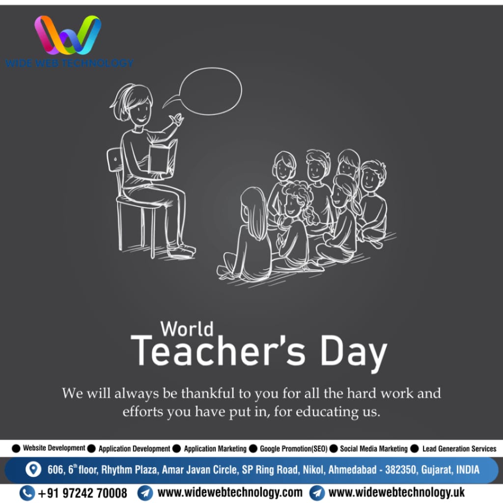 widewebtechno's tweet photo. #happyteachersday   
#teachersday #teachersdaywishes    #websitedevelopment  #applicationdevelopment #seoservices #leadgenrationservices  #googlepromotionservices  #socialmediamaketing #wwt #Wideweb #widewebtechnology #vijaykotadiya https://t.co/ZL9Ds6Ip0T